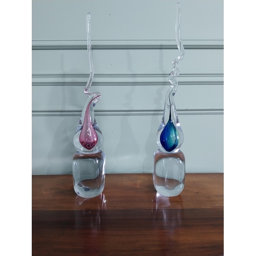 340 - Two Svaja glass sculptures {56 cm H x 10 cm W x 10 cm D}.