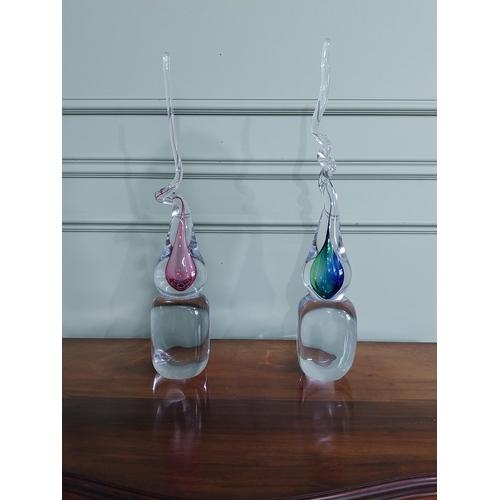 340 - Two Svaja glass sculptures {56 cm H x 10 cm W x 10 cm D}.