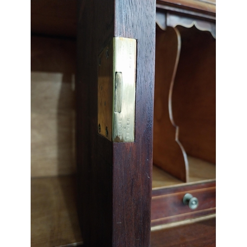 347 - Edwardian mahogany bureau bookcase with two astral glazed doors, over fitted interior and three long... 