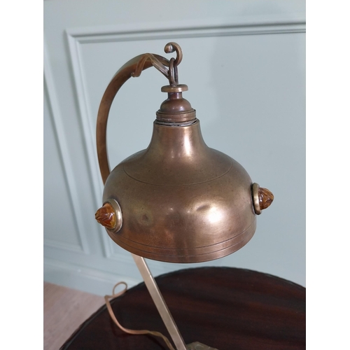 349 - Good quality Art Nouveau brass table lamp {39 cm H x 15 cm W x 25 cm D}.
