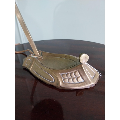 349 - Good quality Art Nouveau brass table lamp {39 cm H x 15 cm W x 25 cm D}.