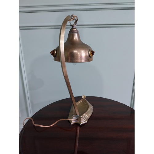 349 - Good quality Art Nouveau brass table lamp {39 cm H x 15 cm W x 25 cm D}.