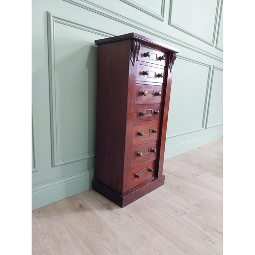 354 - 19th C. mahogany Wellington chest of drawers {100 cm H x 47 cm W x 33 cm D}.