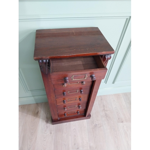 354 - 19th C. mahogany Wellington chest of drawers {100 cm H x 47 cm W x 33 cm D}.