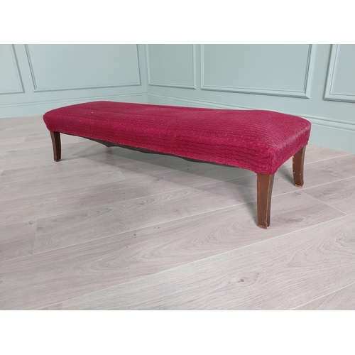 360 - Edwardian upholstered footstool raised on mahogany square tapered legs {24 cm H x 109 cm W x 36 cm D... 