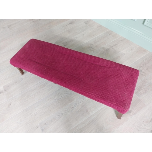 360 - Edwardian upholstered footstool raised on mahogany square tapered legs {24 cm H x 109 cm W x 36 cm D... 