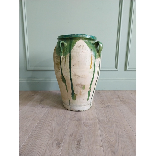 429 - Rare Spanish glazed terracotta olive pot {55 cm H x 38 cm Dia.}.