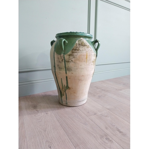 429 - Rare Spanish glazed terracotta olive pot {55 cm H x 38 cm Dia.}.