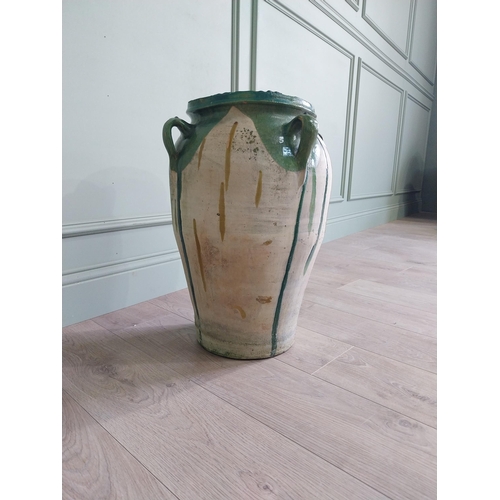 429 - Rare Spanish glazed terracotta olive pot {55 cm H x 38 cm Dia.}.