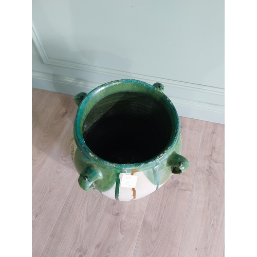 429 - Rare Spanish glazed terracotta olive pot {55 cm H x 38 cm Dia.}.