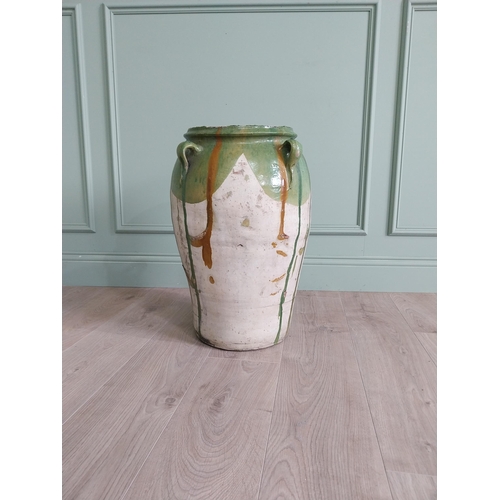 430 - Rare Spanish glazed terracotta olive pot {57 cm H x 38 cm Dia.}.