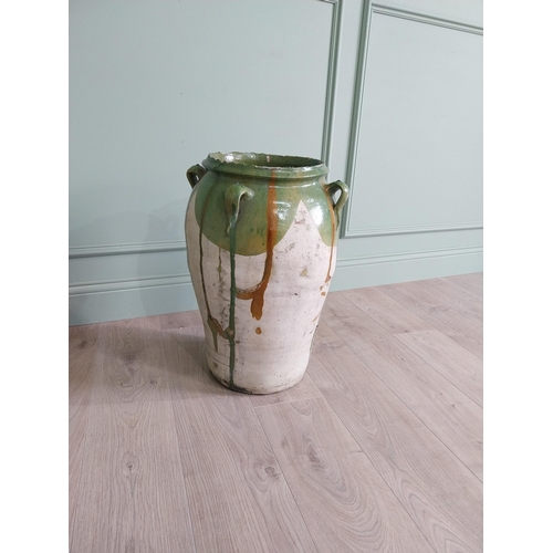 430 - Rare Spanish glazed terracotta olive pot {57 cm H x 38 cm Dia.}.