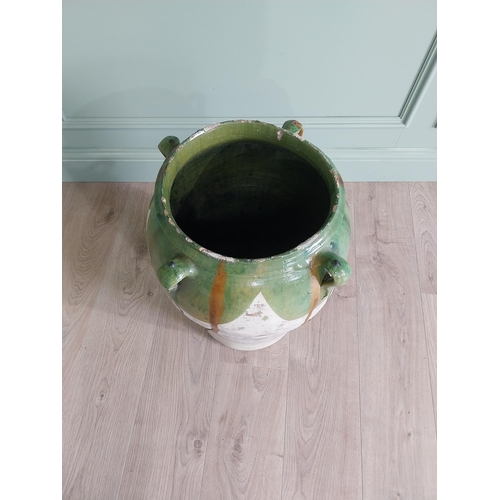 430 - Rare Spanish glazed terracotta olive pot {57 cm H x 38 cm Dia.}.