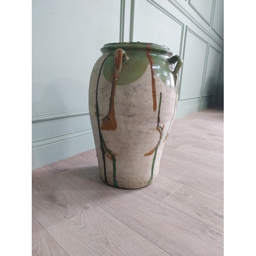 430 - Rare Spanish glazed terracotta olive pot {57 cm H x 38 cm Dia.}.