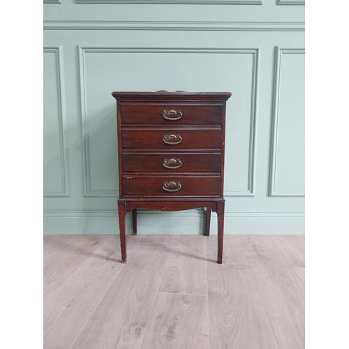 431 - Edwardian mahogany music cabinet with four drawers raised on square  tapered legs {84 cm H x 51 cm W... 
