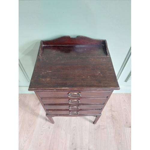 431 - Edwardian mahogany music cabinet with four drawers raised on square  tapered legs {84 cm H x 51 cm W... 