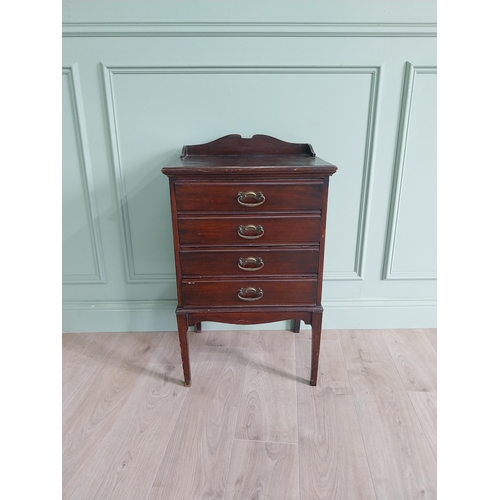 431 - Edwardian mahogany music cabinet with four drawers raised on square  tapered legs {84 cm H x 51 cm W... 