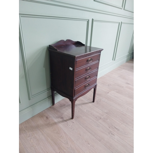 431 - Edwardian mahogany music cabinet with four drawers raised on square  tapered legs {84 cm H x 51 cm W... 