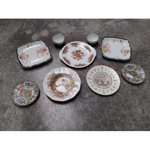 437 - Seven ceramic plates and two small Arklow pottery bowls.