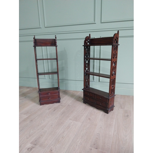 441 - Two mahogany wall hanging cabinets in the Victorian style {111 cm H x 50 cm W x 16 cm D and 111 cm H... 