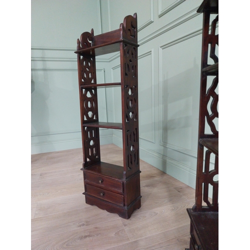 441 - Two mahogany wall hanging cabinets in the Victorian style {111 cm H x 50 cm W x 16 cm D and 111 cm H... 