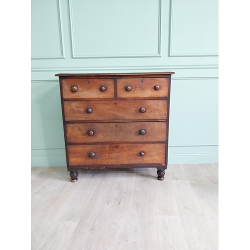 445 - 19th C. mahogany chest of drawers two short drawers above three long drawers {110 cm H x 110 cm W x ... 