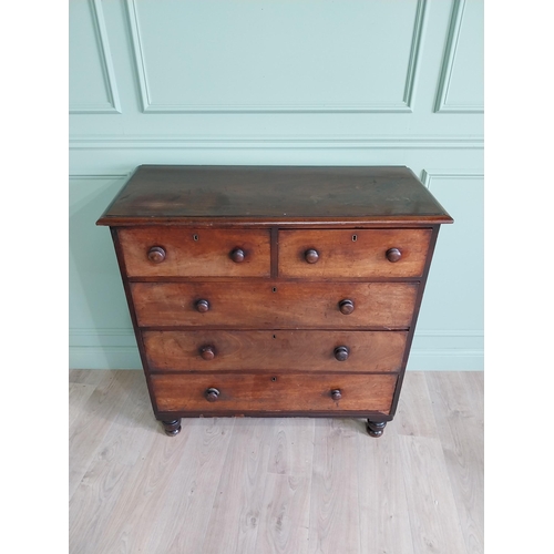 445 - 19th C. mahogany chest of drawers two short drawers above three long drawers {110 cm H x 110 cm W x ... 