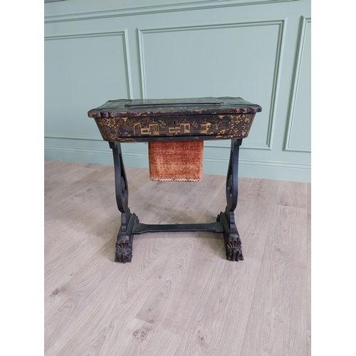 449 - 19th C. Japanese lacquered work table with fitted interior {68 cm H x 64 cm W x 44 cm D}.