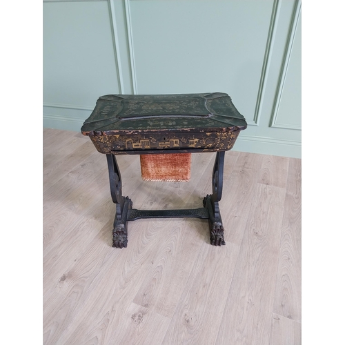 449 - 19th C. Japanese lacquered work table with fitted interior {68 cm H x 64 cm W x 44 cm D}.