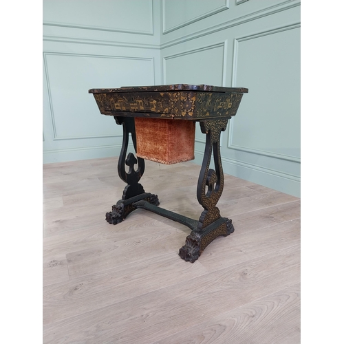 449 - 19th C. Japanese lacquered work table with fitted interior {68 cm H x 64 cm W x 44 cm D}.