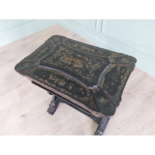 449 - 19th C. Japanese lacquered work table with fitted interior {68 cm H x 64 cm W x 44 cm D}.