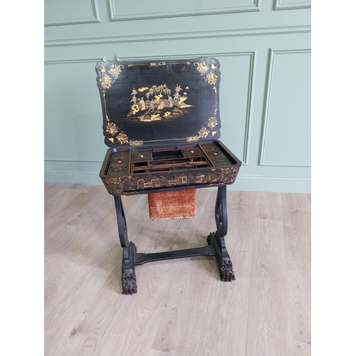 449 - 19th C. Japanese lacquered work table with fitted interior {68 cm H x 64 cm W x 44 cm D}.