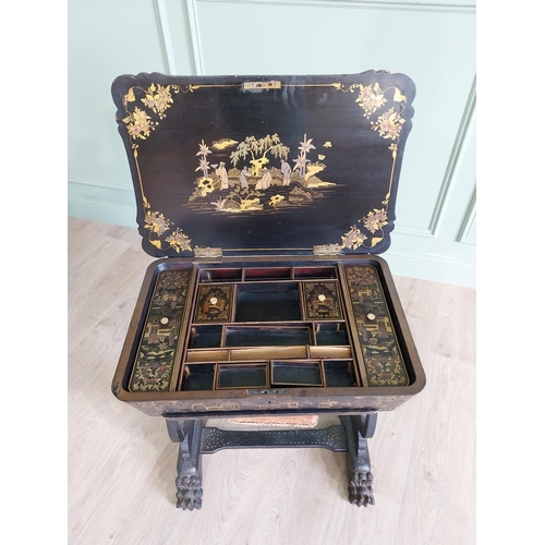 449 - 19th C. Japanese lacquered work table with fitted interior {68 cm H x 64 cm W x 44 cm D}.