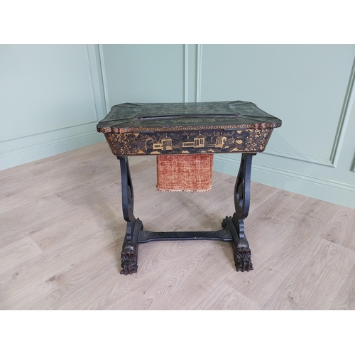 449 - 19th C. Japanese lacquered work table with fitted interior {68 cm H x 64 cm W x 44 cm D}.