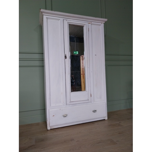 451 - Late 19th C. painted pine robe with single mirrored door above a single long drawer {189 cm H x 120 ... 