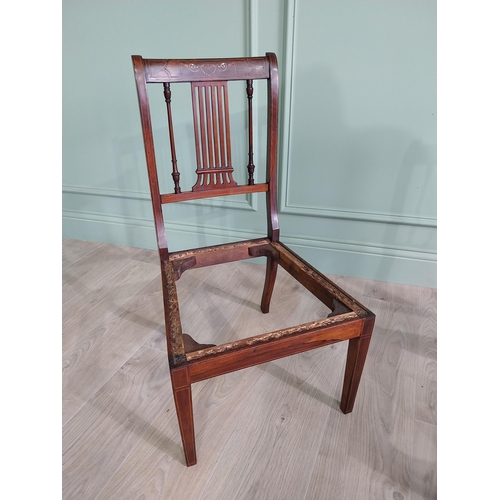 454 - Pair of Edwardian satinwood inlaid bedroom chairs raised on square tapered legs {76 cm H x 42 cm W x... 