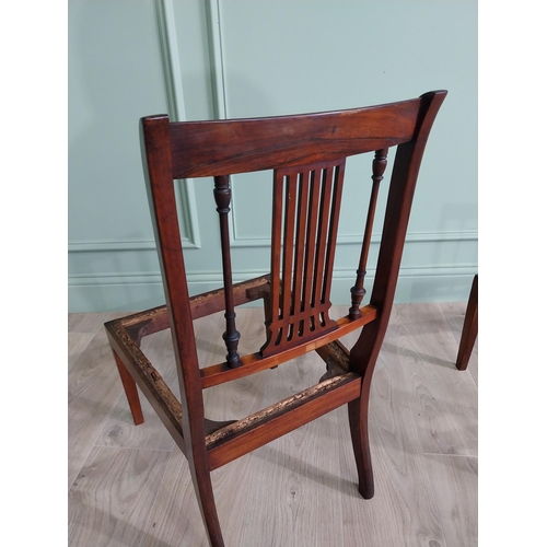 454 - Pair of Edwardian satinwood inlaid bedroom chairs raised on square tapered legs {76 cm H x 42 cm W x... 