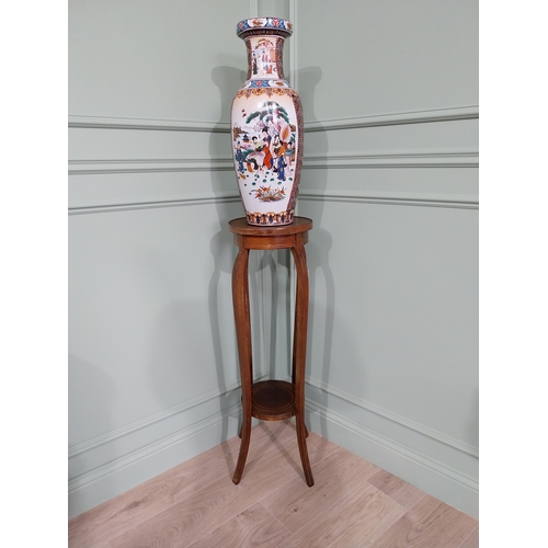470 - Edwardian inlaid satinwood jardini�re stand {100 cm H x 27 cm Dia.}.