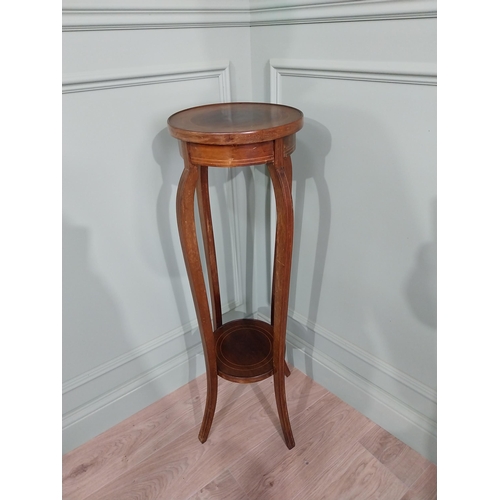 470 - Edwardian inlaid satinwood jardini�re stand {100 cm H x 27 cm Dia.}.