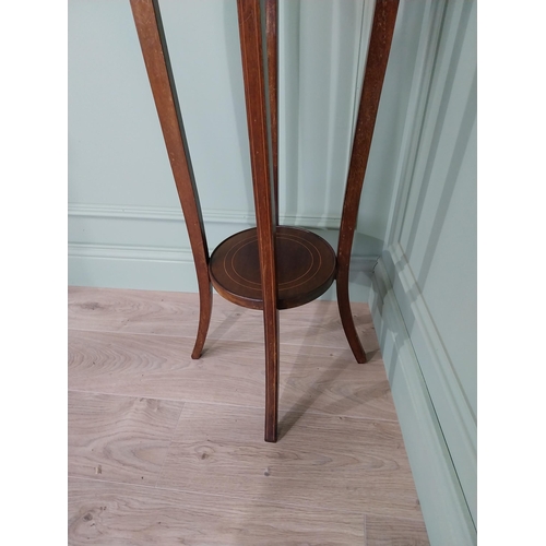 470 - Edwardian inlaid satinwood jardini�re stand {100 cm H x 27 cm Dia.}.