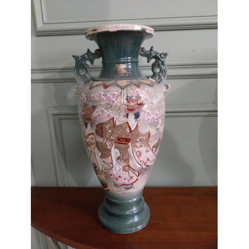 477 - Pair of 19th C. oriental ceramic vases. {47 cm H x 23 cm Dia.}.