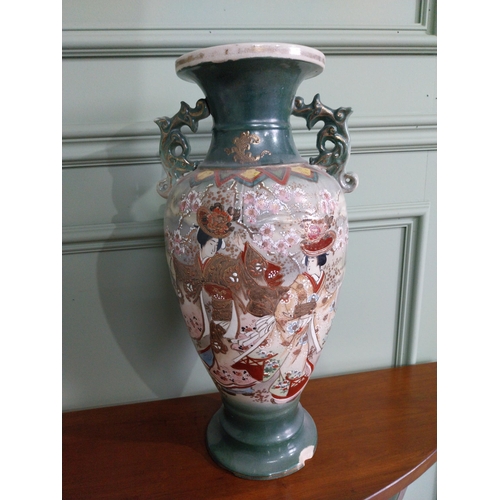 477 - Pair of 19th C. oriental ceramic vases. {47 cm H x 23 cm Dia.}.