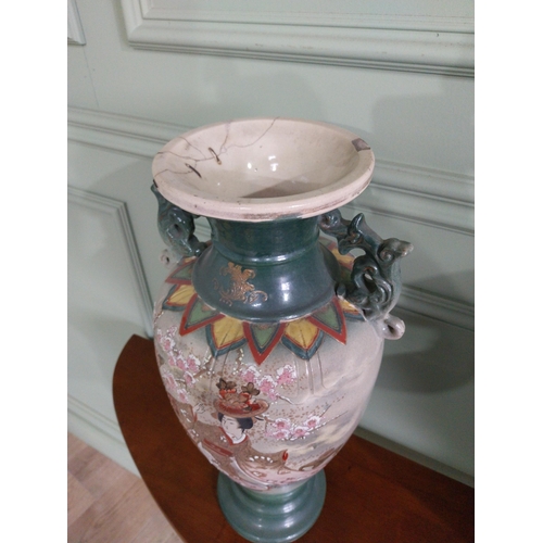 477 - Pair of 19th C. oriental ceramic vases. {47 cm H x 23 cm Dia.}.