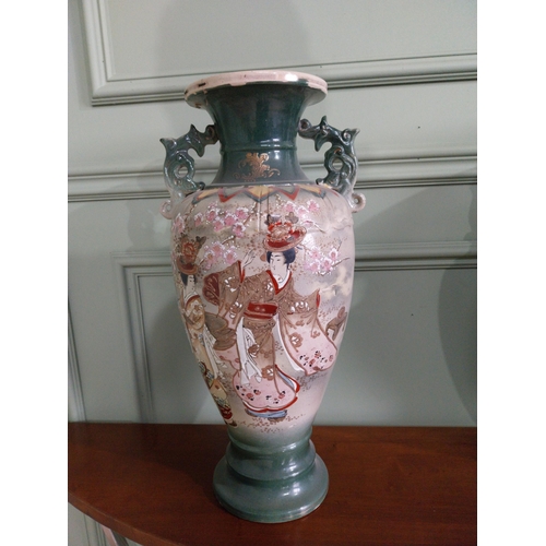 477 - Pair of 19th C. oriental ceramic vases. {47 cm H x 23 cm Dia.}.