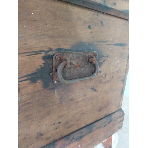 480 - Early 20th C. pine carpenters tool box complete with contents of tools {60 cm H x 82 cm W x 44 cm D}... 