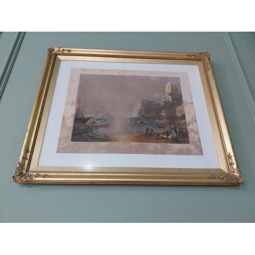 482 - 19th C. coloured print Ancient City of Carthage mounted in gilt frame {62 cm H x 77 cm W}.