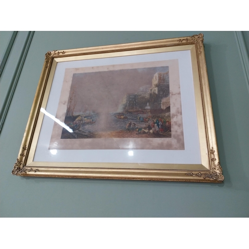 482 - 19th C. coloured print Ancient City of Carthage mounted in gilt frame {62 cm H x 77 cm W}.