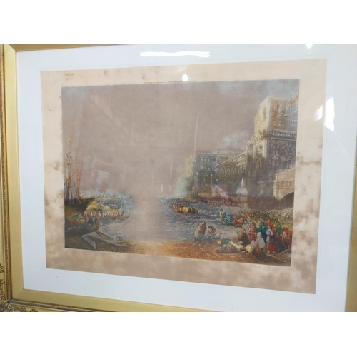 482 - 19th C. coloured print Ancient City of Carthage mounted in gilt frame {62 cm H x 77 cm W}.