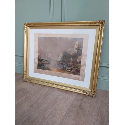 482 - 19th C. coloured print Ancient City of Carthage mounted in gilt frame {62 cm H x 77 cm W}.