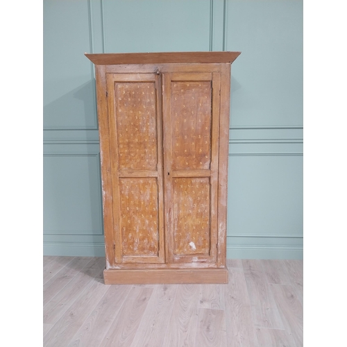 486 - 19th C. scumbled pine two door cupboard with inverted panels, originally from Co Monaghan { 189cm H ... 